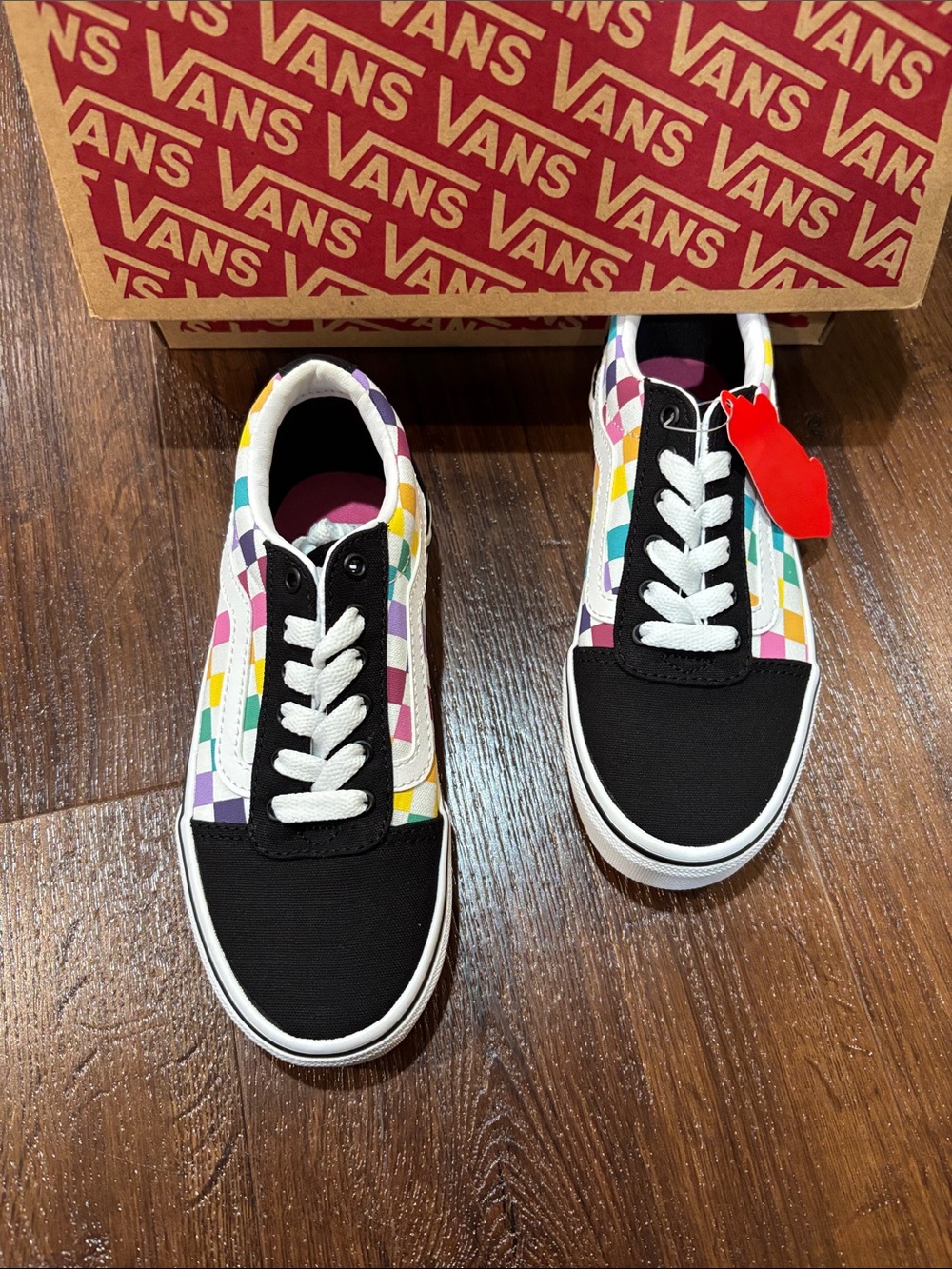 Vans Black Low-Top Sneakers with Multicolor Checkerboard size 13 NEW